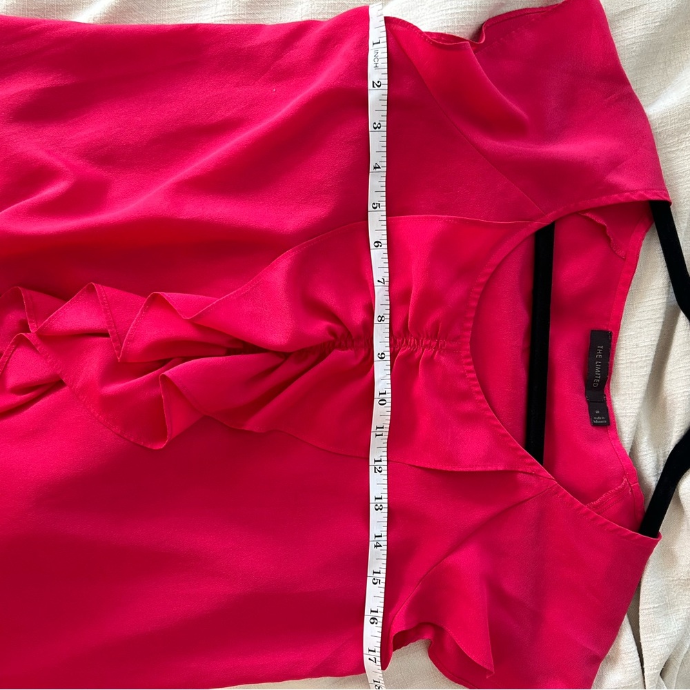 Deep Pink Ruffle Trim Blouse - Picture 5 of 6